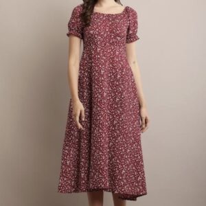 Line Printed Flower Dress - Image 20