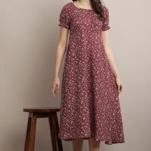 Line Printed Flower Dress - Image 5