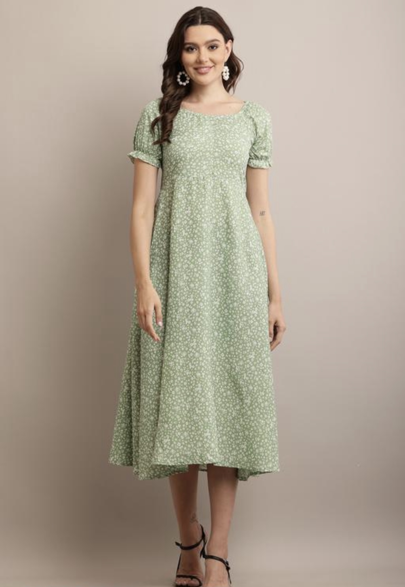 Line Printed Flower Dress - Image 15