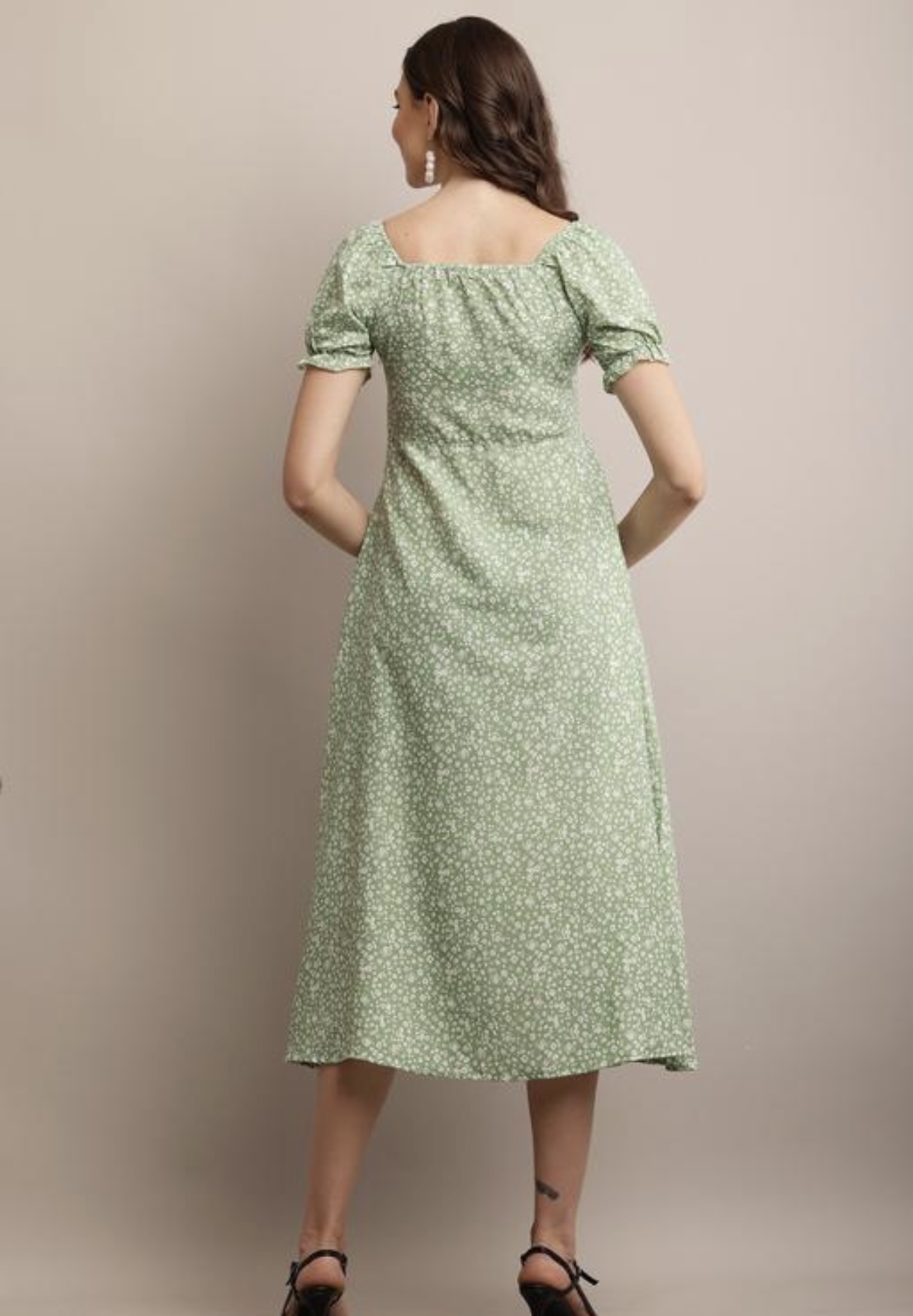 Line Printed Flower Dress - Image 17