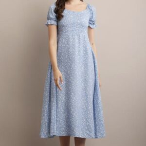 Line Printed Flower Dress - Image 6
