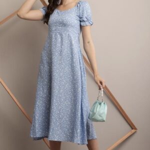 Line Printed Flower Dress - Image 8