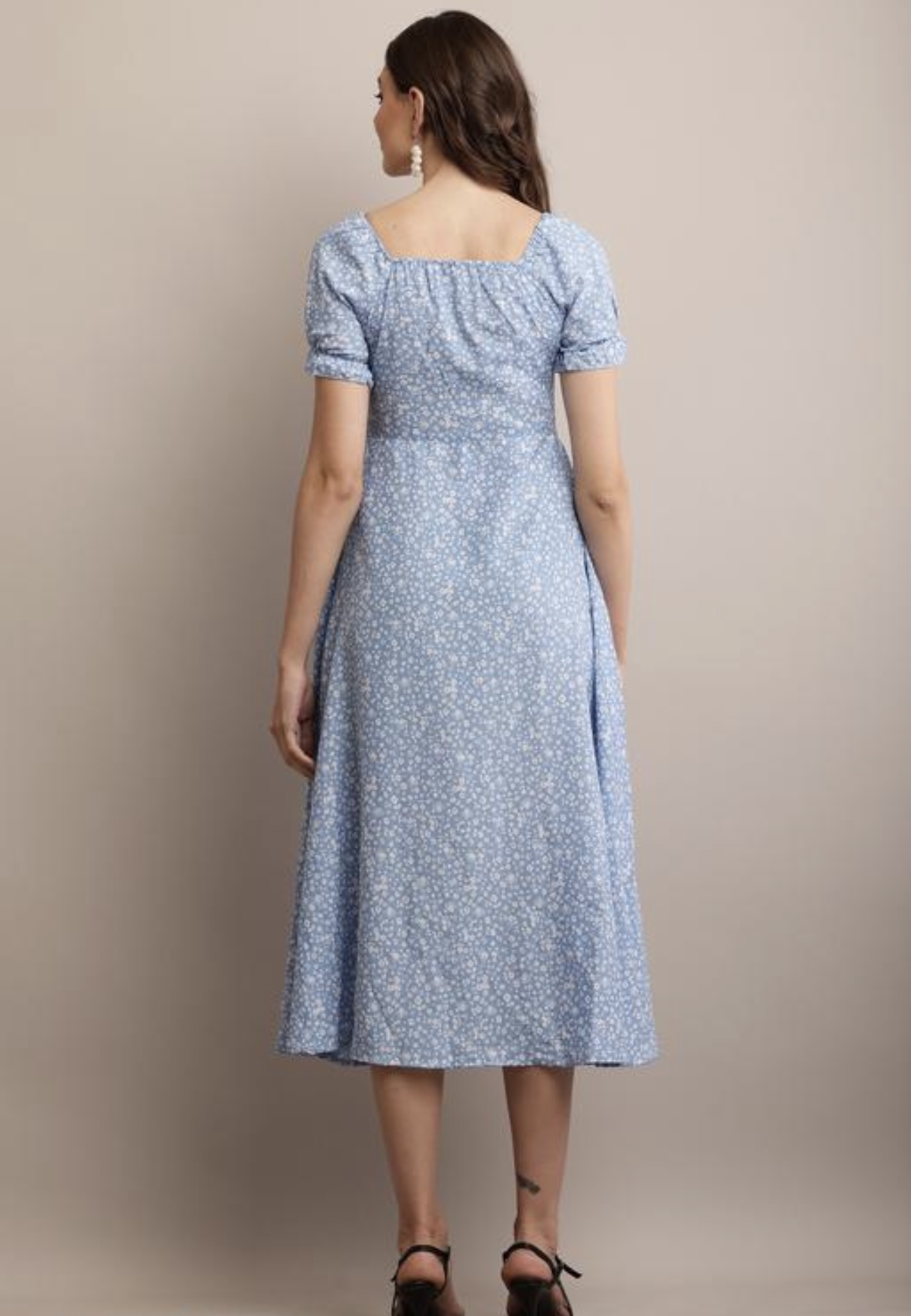 Line Printed Flower Dress - Image 24