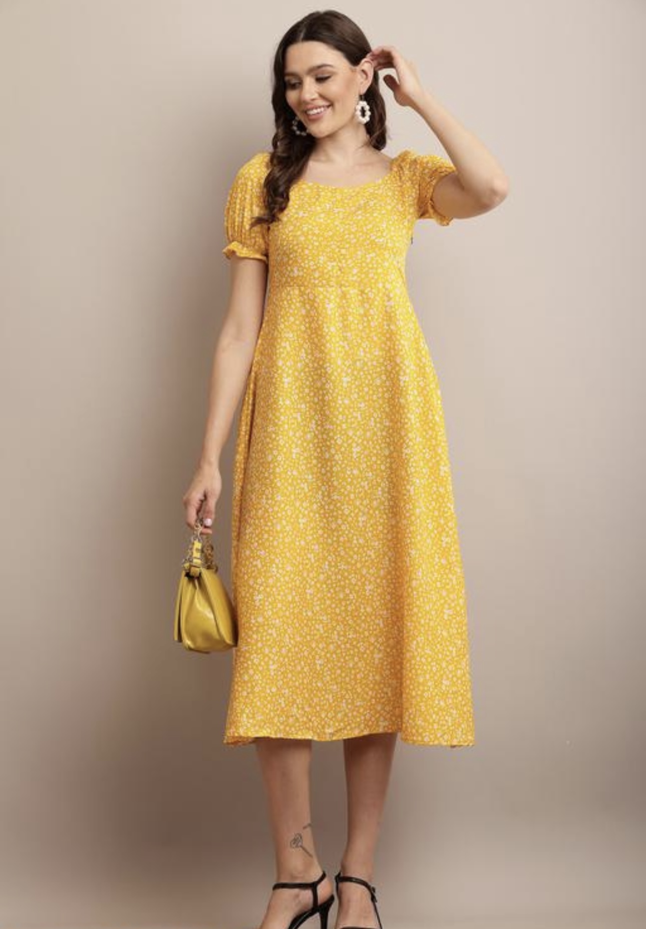 Line Printed Flower Dress - Image 2