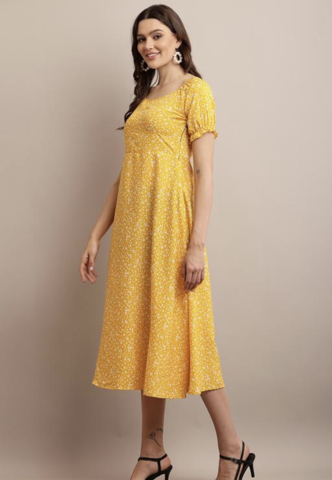 Line Printed Flower Dress - Image 11