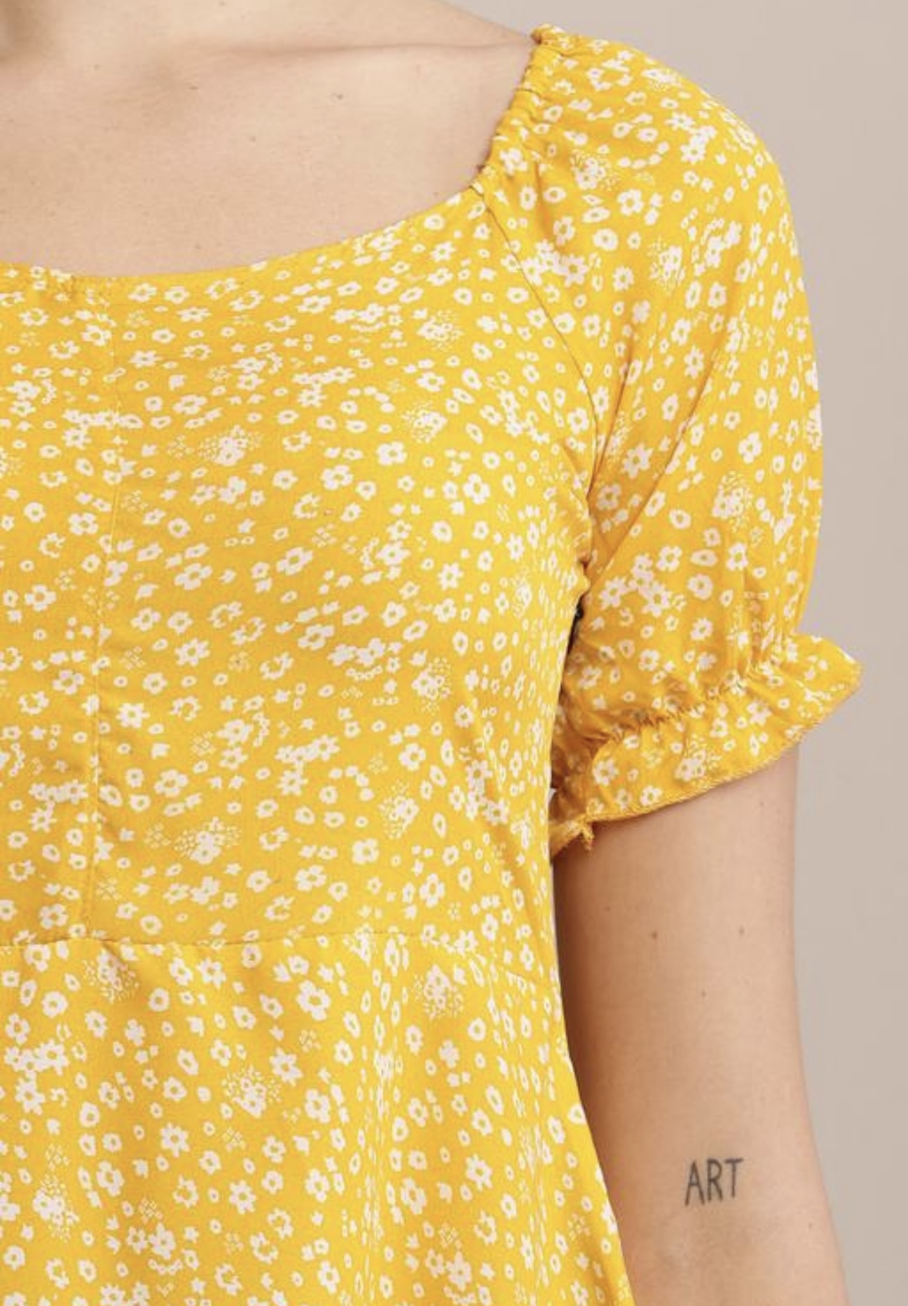 Line Printed Flower Dress - Image 9