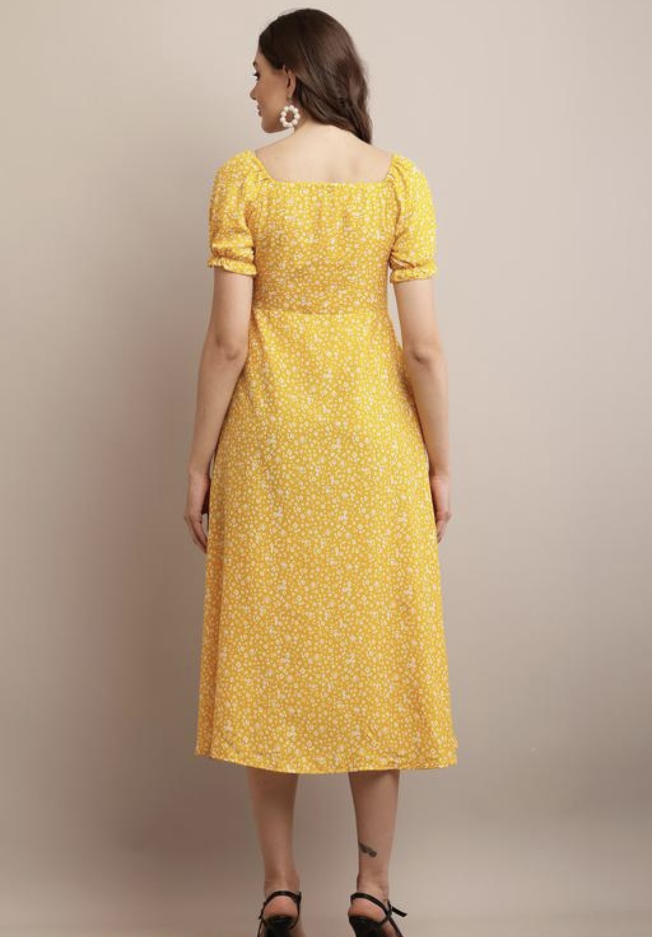 Line Printed Flower Dress - Image 10