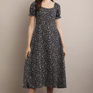Line Printed Flower Dress - Image 14