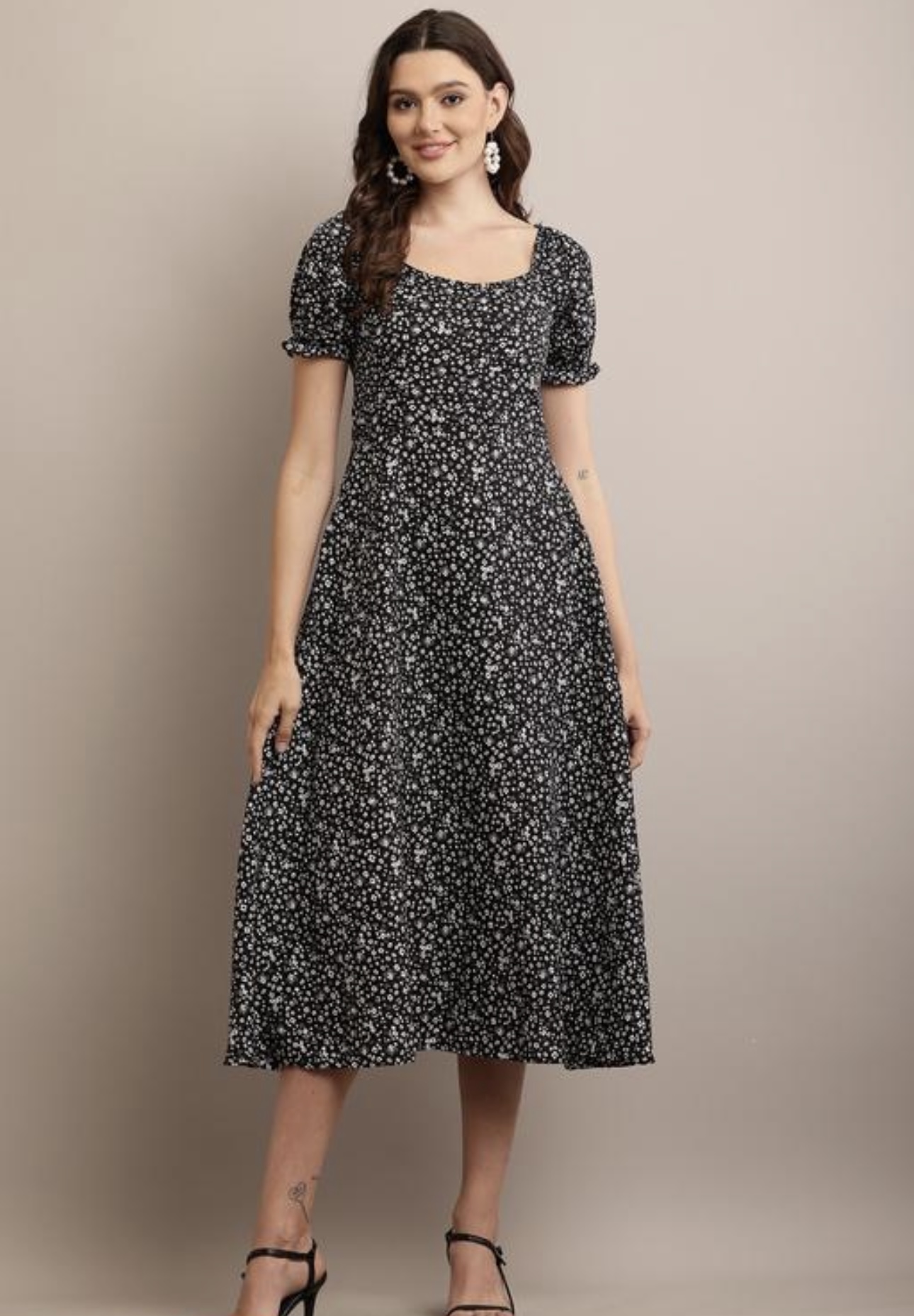 Line Printed Flower Dress - Image 14
