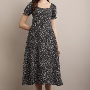 Line Printed Flower Dress - Image 13