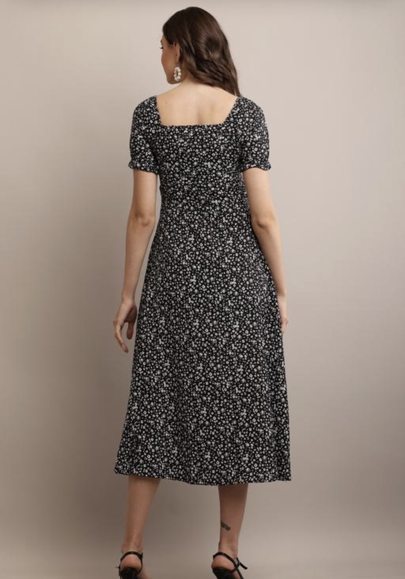 Line Printed Flower Dress - Image 3