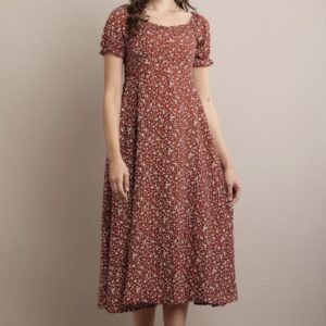 Line Printed Flower Dress - Image 28