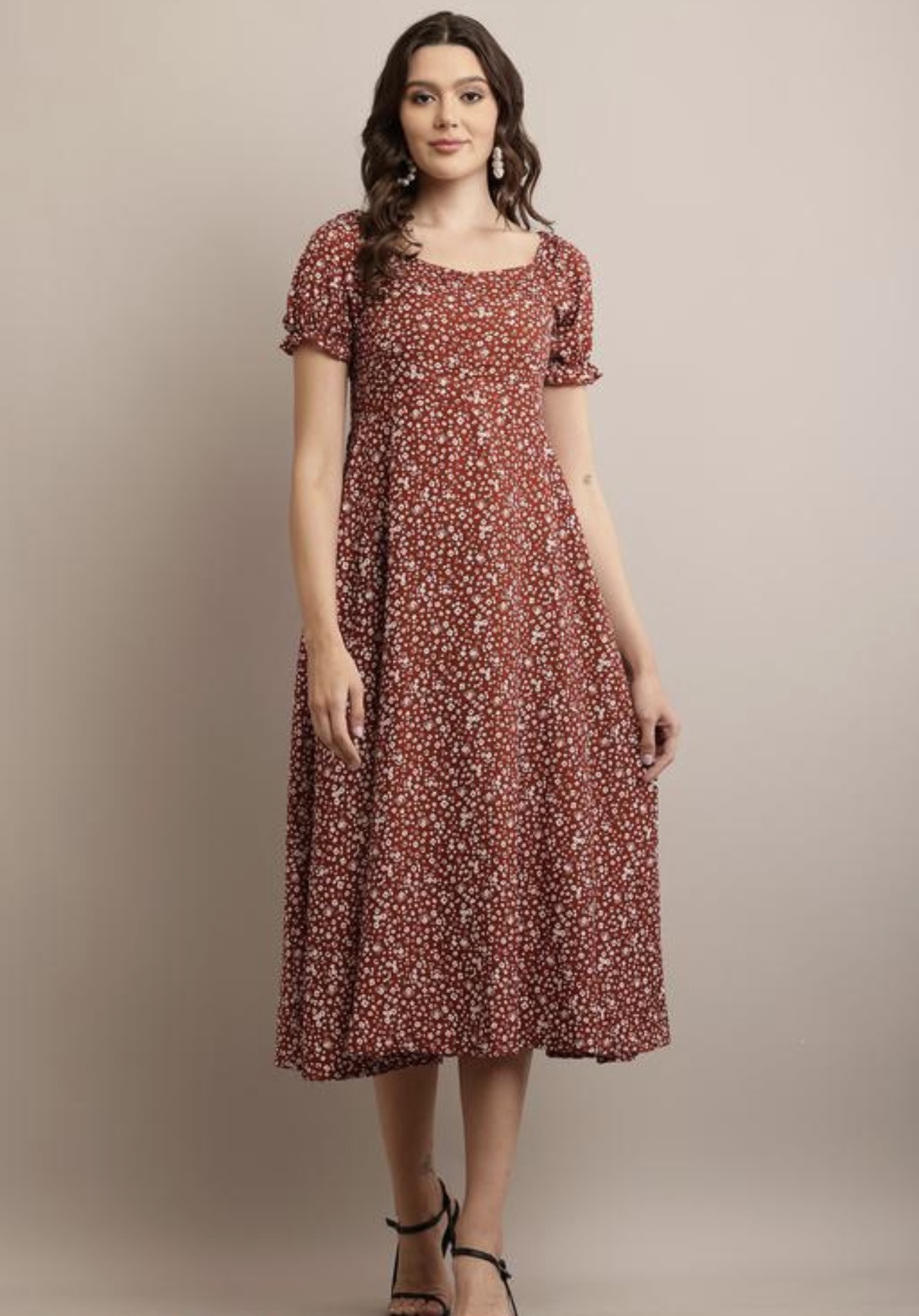Line Printed Flower Dress - Image 28