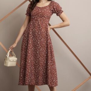 Line Printed Flower Dress - Image 27