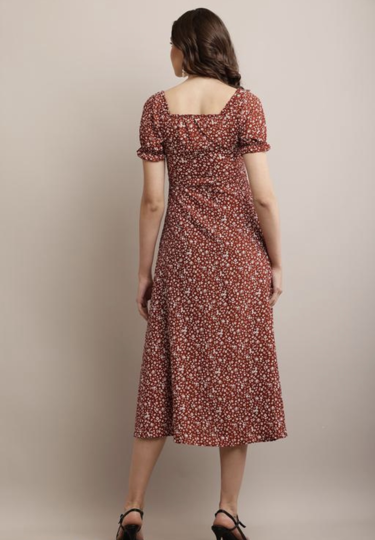 Line Printed Flower Dress - Image 29