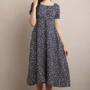 Line Printed Flower Dress - Image 7