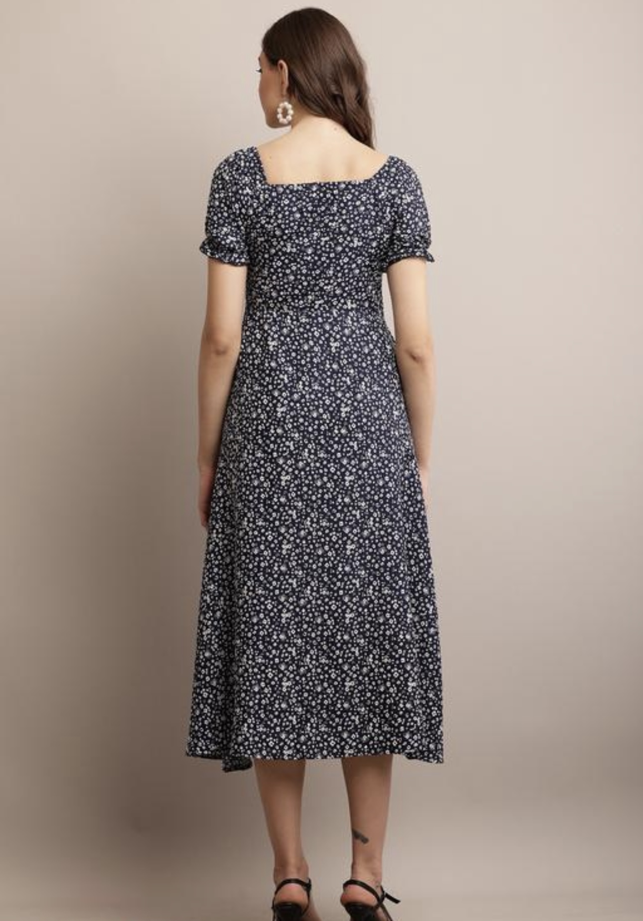 Line Printed Flower Dress - Image 23
