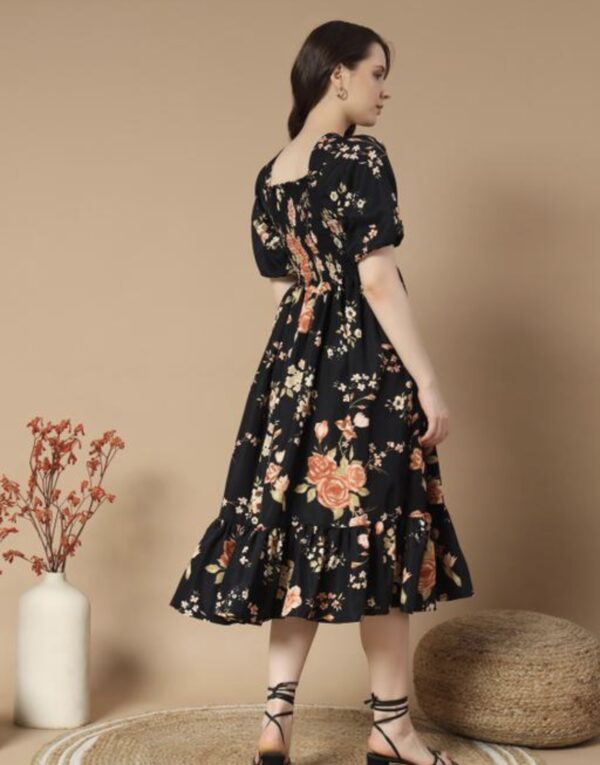 Ruffle Floral Printed - Line Dress - Image 4