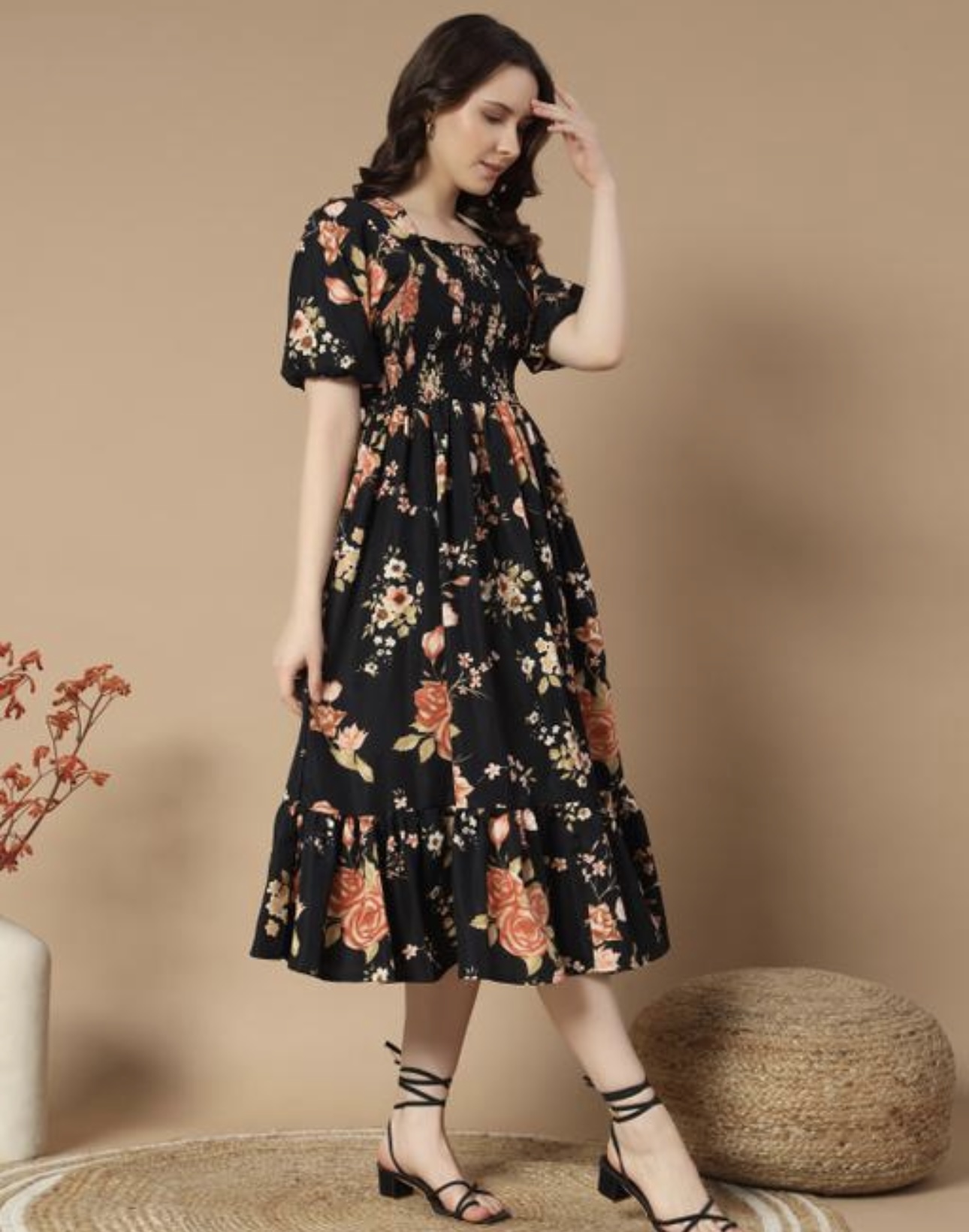 Ruffle Floral Printed - Line Dress - Image 6