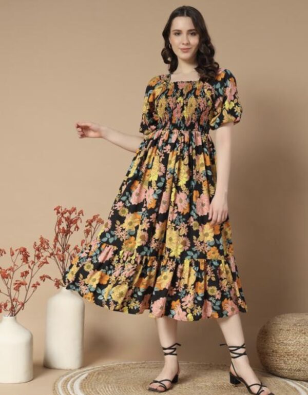 Ruffle Floral Printed - Line Dress - Image 10