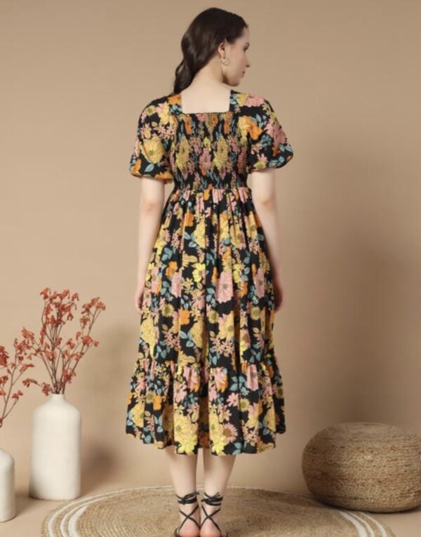 Ruffle Floral Printed - Line Dress - Image 3