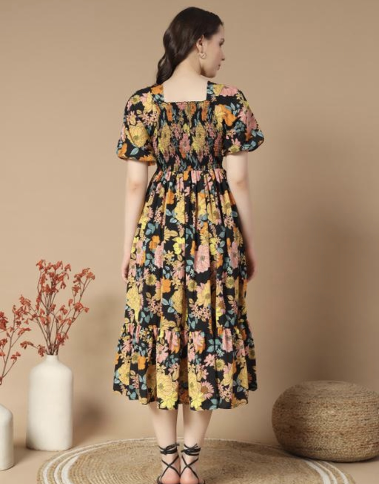 Ruffle Floral Printed - Line Dress - Image 3
