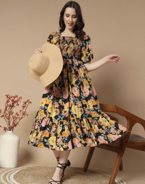 Ruffle Floral Printed - Line Dress - Image 12