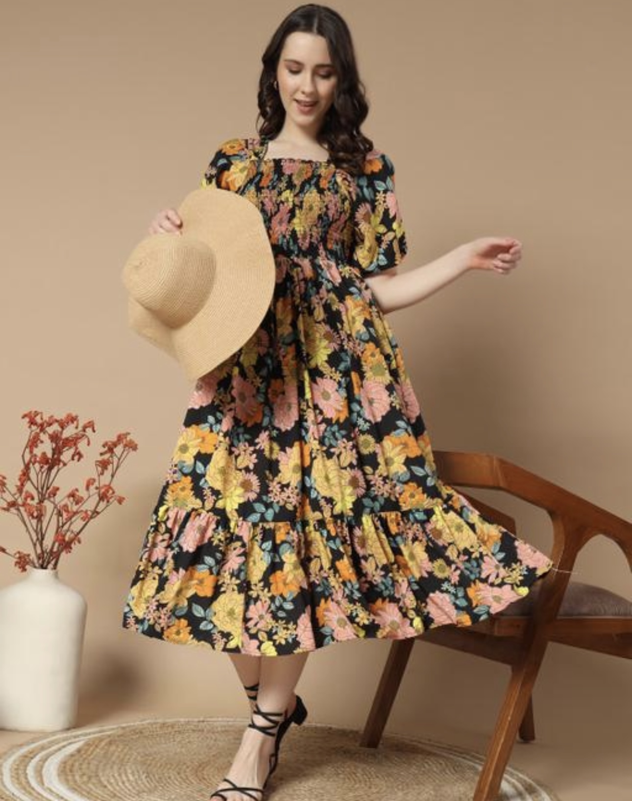 Ruffle Floral Printed - Line Dress - Image 12