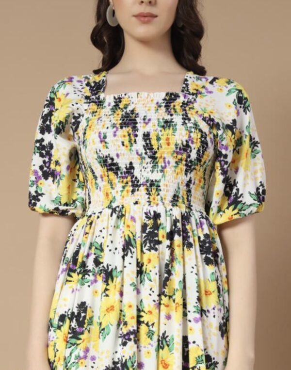 Ruffle Floral Printed - Line Dress - Image 8