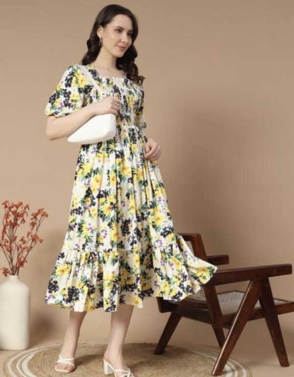 Ruffle Floral Printed - Line Dress - Image 9