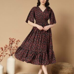 Ruffle Sleeves Dress - Vibrant - Image 2