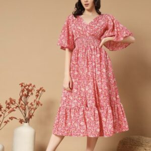 Ruffle Sleeves Dress - Vibrant - Image 3