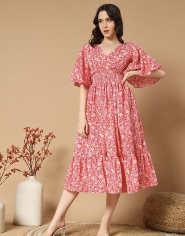 Ruffle Sleeves Dress - Vibrant - Image 3