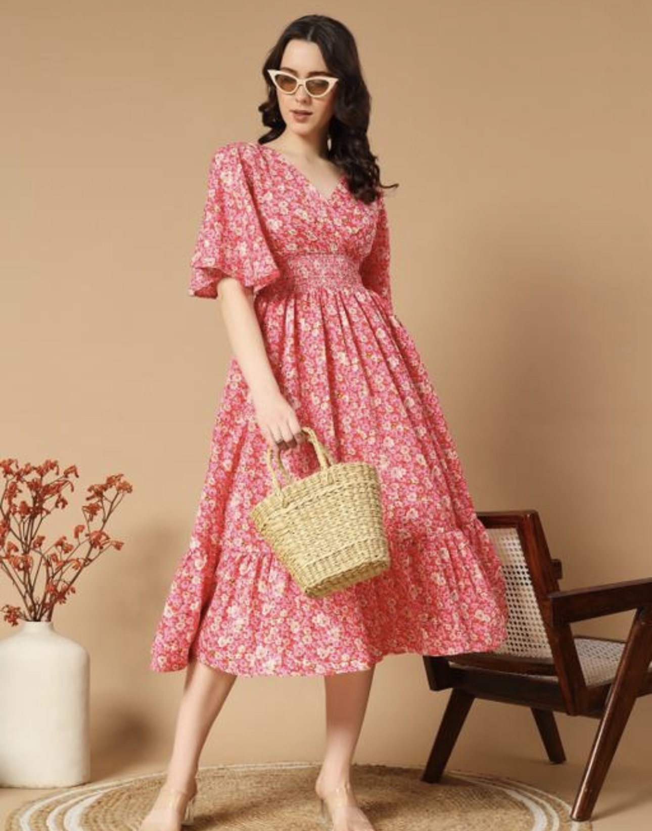 Ruffle Sleeves Dress - Vibrant - Image 10