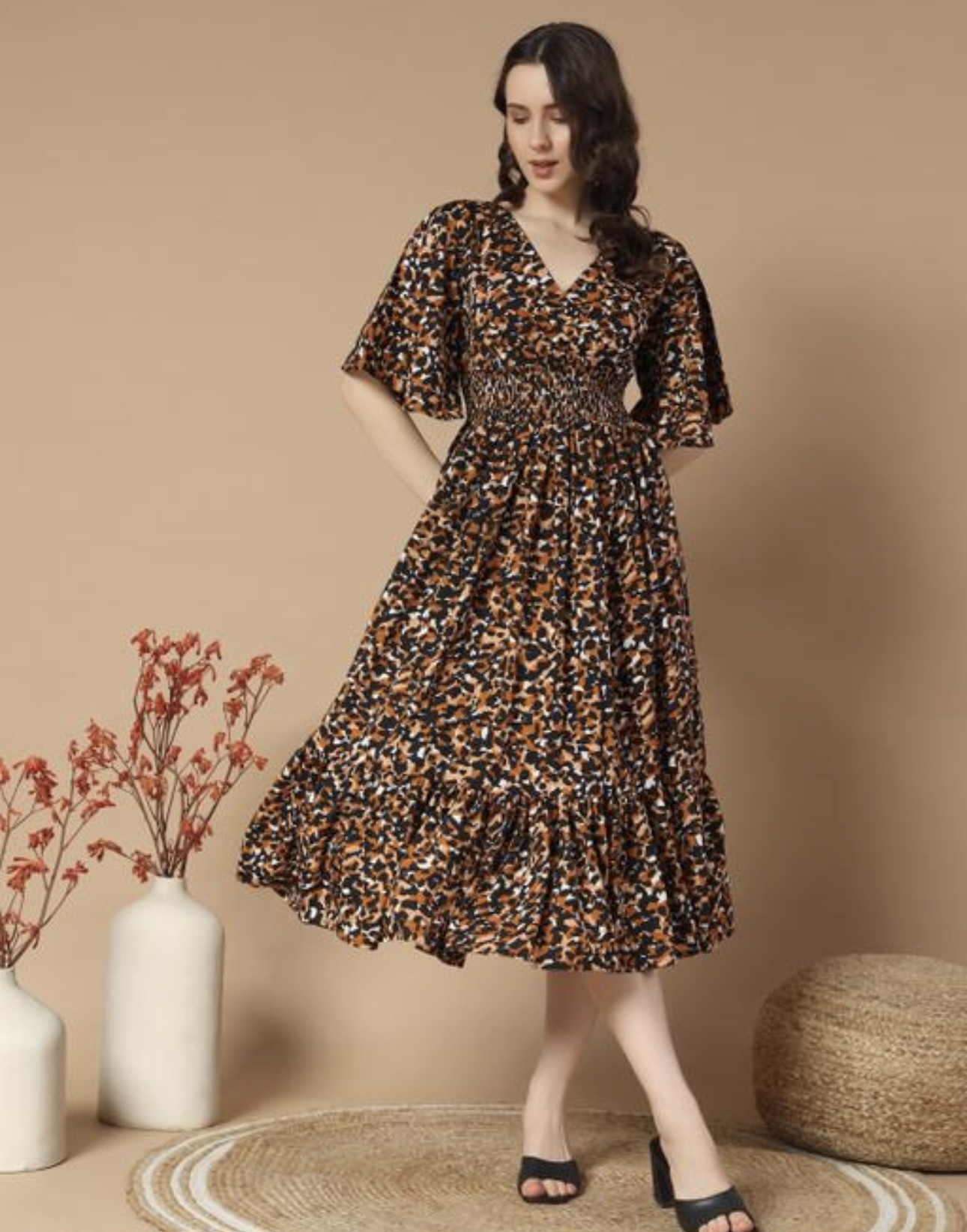 Ruffle Sleeves Dress - Vibrant - Image 4