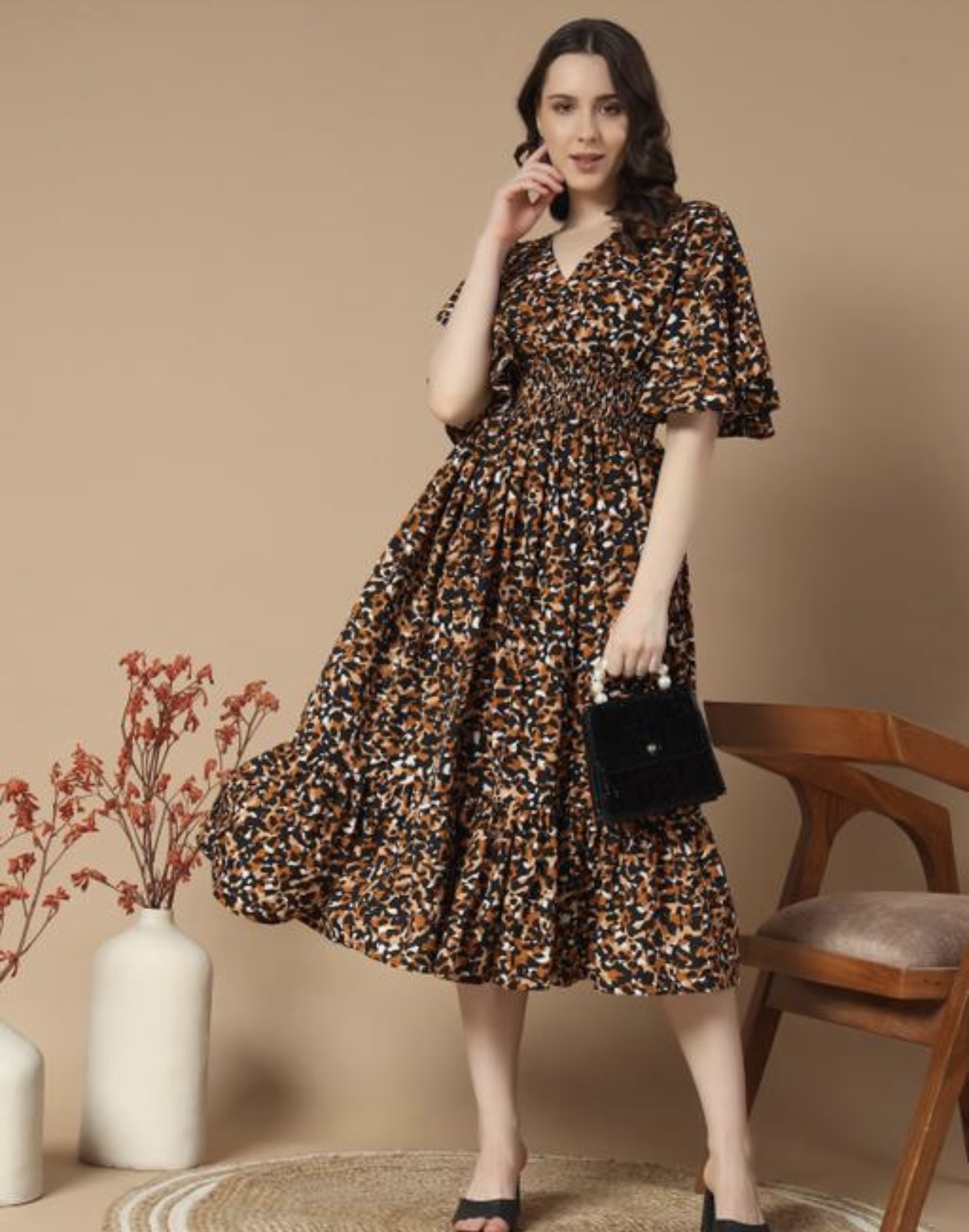 Ruffle Sleeves Dress - Vibrant - Image 13