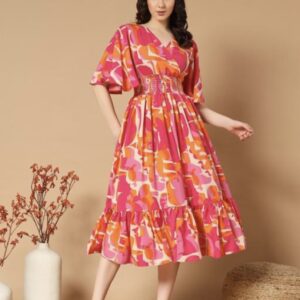 Ruffle Sleeves Dress - Vibrant - Image 14