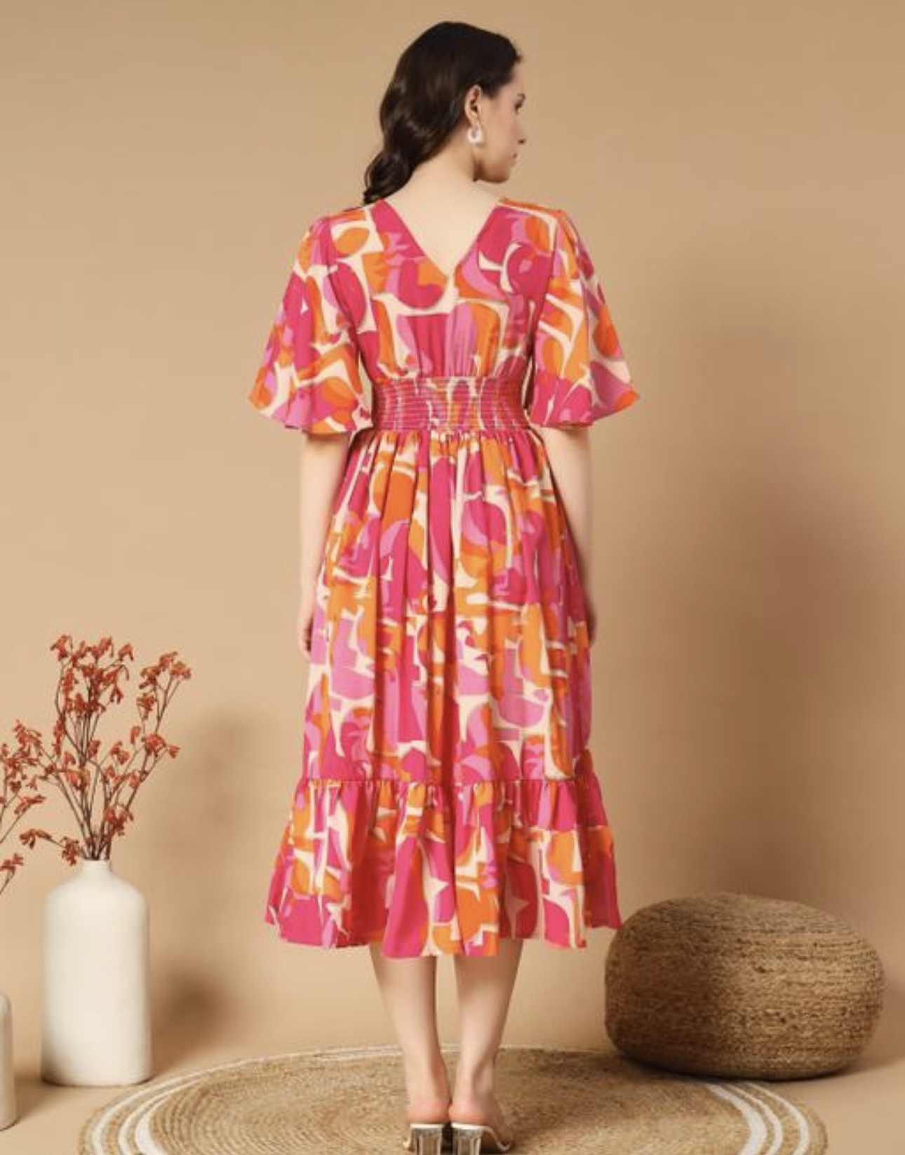 Ruffle Sleeves Dress - Vibrant - Image 15