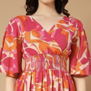 Ruffle Sleeves Dress - Vibrant - Image 1