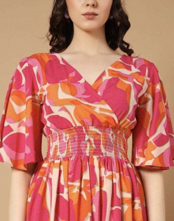Ruffle Sleeves Dress - Vibrant