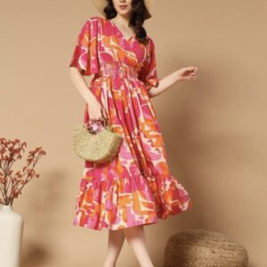 Ruffle Sleeves Dress - Vibrant - Image 16