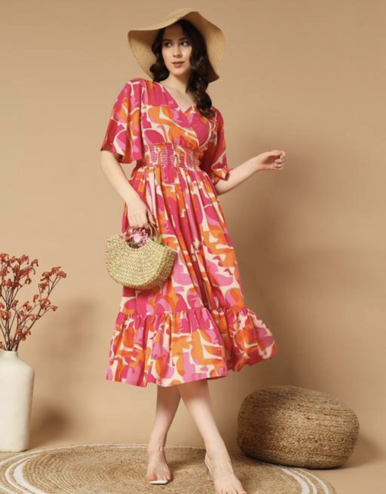 Ruffle Sleeves Dress - Vibrant - Image 16