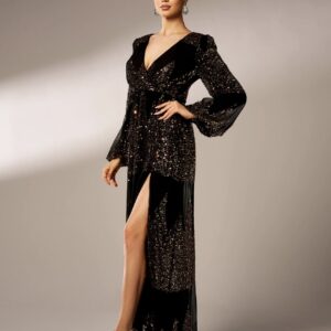 Sequinned High Slit Maxi Dress  - Image 7