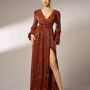 Sequinned High Slit Maxi Dress  - Image 6