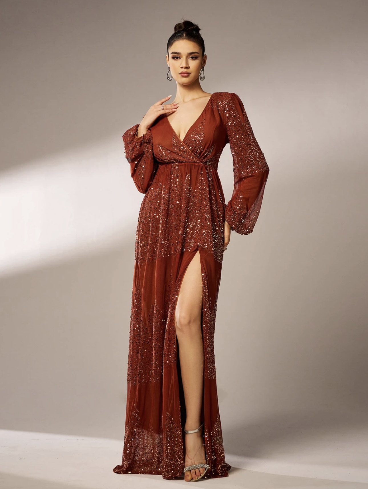 Sequinned High Slit Maxi Dress  - Image 3