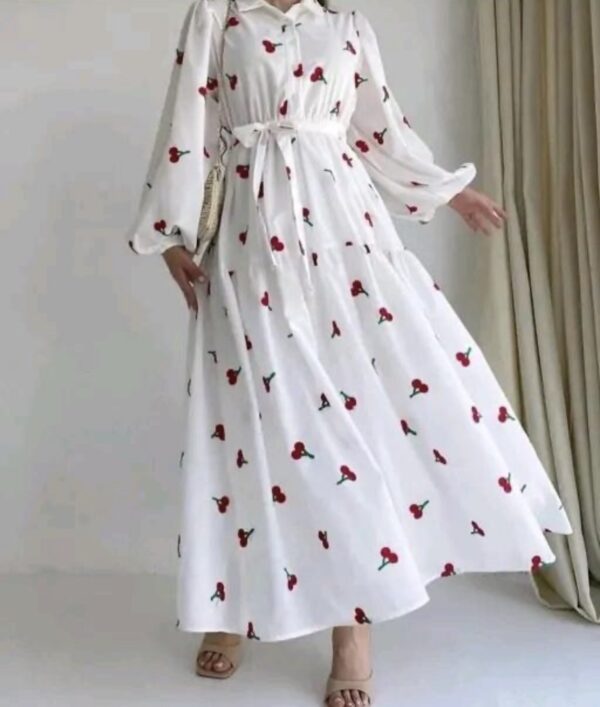 White Printed Shirt Maxi Dress  - Image 9