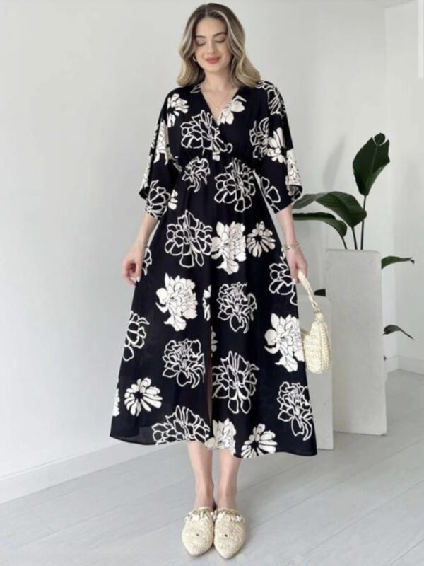 V Neckline Front Slit Maxi Dress  - Image 8