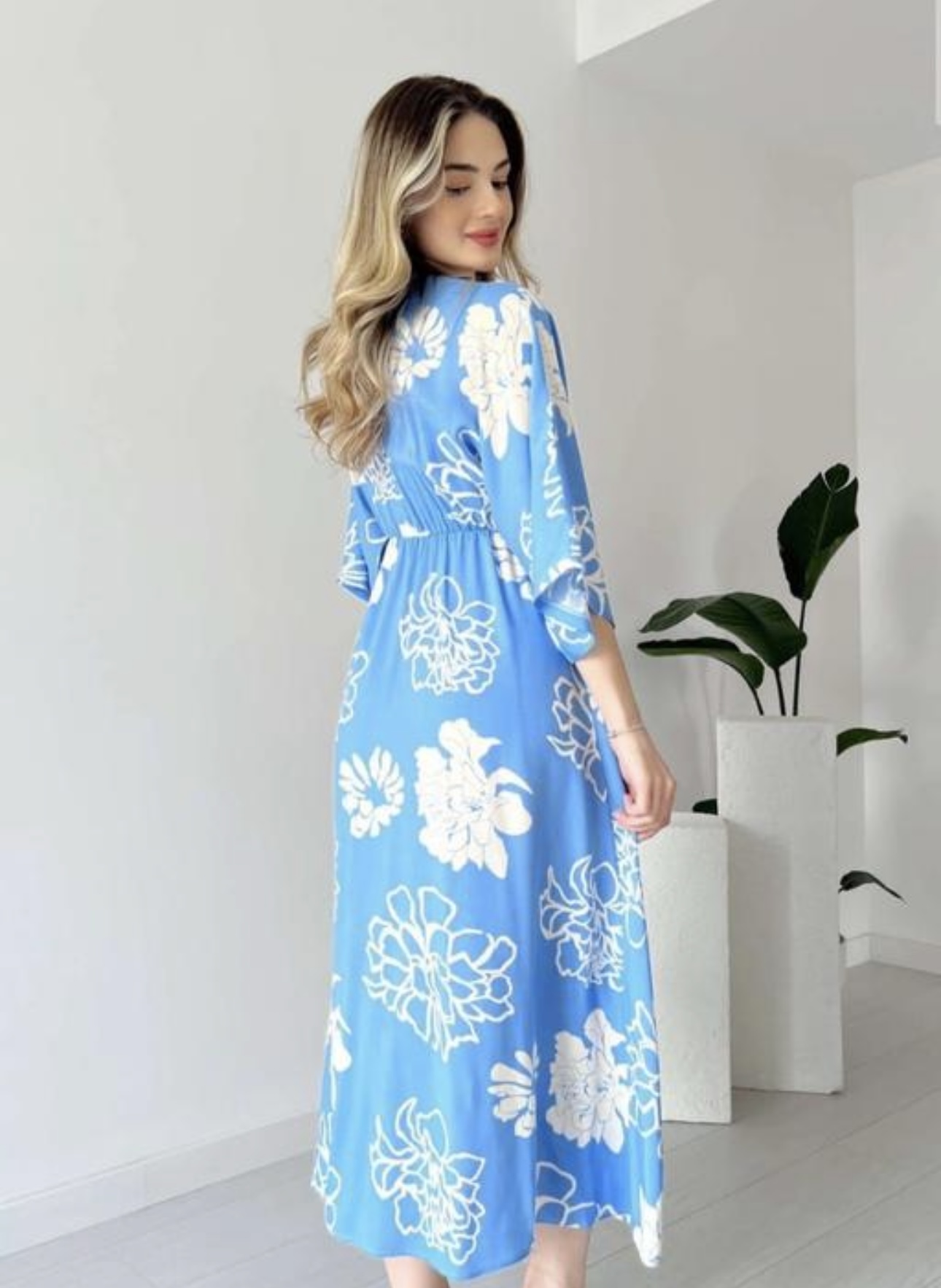 V Neckline Front Slit Maxi Dress  - Image 4