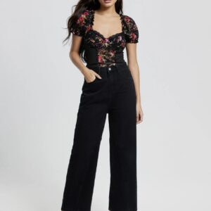 Black Printed Lace Bodysuit - Image 3