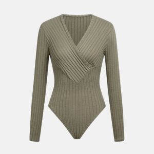 V Neck Textured Bodysuit - Image 3